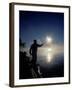 Silhouette of Fisherman Casting a Line into Lake, Ontario, Canada-Mark Carlson-Framed Photographic Print