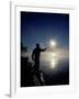 Silhouette of Fisherman Casting a Line into Lake, Ontario, Canada-Mark Carlson-Framed Photographic Print