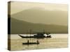 Silhouette of Fishing Boat at Sunset, Puerto Princesa, Palawan, Philippines, Southeast Asia-Kober Christian-Stretched Canvas