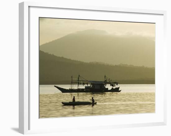 Silhouette of Fishing Boat at Sunset, Puerto Princesa, Palawan, Philippines, Southeast Asia-Kober Christian-Framed Photographic Print