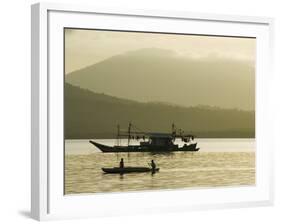 Silhouette of Fishing Boat at Sunset, Puerto Princesa, Palawan, Philippines, Southeast Asia-Kober Christian-Framed Photographic Print