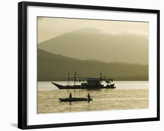 Silhouette of Fishing Boat at Sunset, Puerto Princesa, Palawan, Philippines, Southeast Asia-Kober Christian-Framed Photographic Print