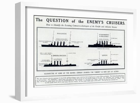 Silhouette of German Cruisers 1914-null-Framed Art Print