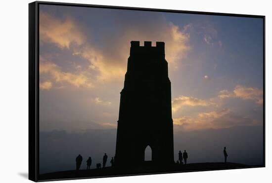 Silhouette of Glastonbury Tor, Somerset, England, U.K.-Julia Bayne-Framed Stretched Canvas