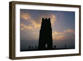 Silhouette of Glastonbury Tor, Somerset, England, U.K.-Julia Bayne-Framed Photographic Print