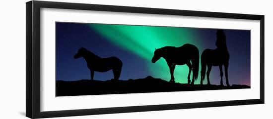 Silhouette of Horses at Dusk, Iceland-null-Framed Photographic Print