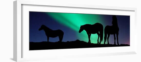 Silhouette of Horses at Dusk, Iceland-null-Framed Photographic Print