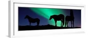 Silhouette of Horses at Dusk, Iceland-null-Framed Photographic Print