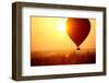 Silhouette of Hot Air Balloon over Bagan in Myanmar, Tourists Watching Sunrise over Ancient City-Daxiao Productions-Framed Photographic Print