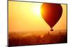 Silhouette of Hot Air Balloon over Bagan in Myanmar, Tourists Watching Sunrise over Ancient City-Daxiao Productions-Mounted Photographic Print