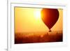 Silhouette of Hot Air Balloon over Bagan in Myanmar, Tourists Watching Sunrise over Ancient City-Daxiao Productions-Framed Photographic Print