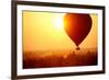 Silhouette of Hot Air Balloon over Bagan in Myanmar, Tourists Watching Sunrise over Ancient City-Daxiao Productions-Framed Photographic Print