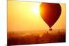 Silhouette of Hot Air Balloon over Bagan in Myanmar, Tourists Watching Sunrise over Ancient City-Daxiao Productions-Mounted Photographic Print