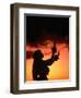 Silhouette of Hula Dancer on Waikiki Beach at Sunset, Waikiki, U.S.A.-Ann Cecil-Framed Photographic Print