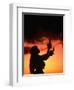 Silhouette of Hula Dancer on Waikiki Beach at Sunset, Waikiki, U.S.A.-Ann Cecil-Framed Photographic Print