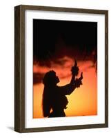 Silhouette of Hula Dancer on Waikiki Beach at Sunset, Waikiki, U.S.A.-Ann Cecil-Framed Photographic Print