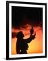 Silhouette of Hula Dancer on Waikiki Beach at Sunset, Waikiki, U.S.A.-Ann Cecil-Framed Photographic Print