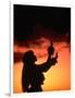 Silhouette of Hula Dancer on Waikiki Beach at Sunset, Waikiki, U.S.A.-Ann Cecil-Framed Photographic Print