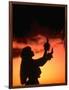 Silhouette of Hula Dancer on Waikiki Beach at Sunset, Waikiki, U.S.A.-Ann Cecil-Framed Photographic Print