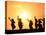 Silhouette of Hula Dancers at Sunrise, Molokai, Hawaii, USA-null-Stretched Canvas