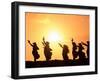 Silhouette of Hula Dancers at Sunrise, Molokai, Hawaii, USA-null-Framed Photographic Print