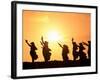 Silhouette of Hula Dancers at Sunrise, Molokai, Hawaii, USA-null-Framed Photographic Print