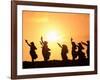 Silhouette of Hula Dancers at Sunrise, Molokai, Hawaii, USA-null-Framed Photographic Print