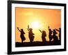 Silhouette of Hula Dancers at Sunrise, Molokai, Hawaii, USA-null-Framed Photographic Print