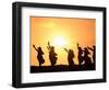 Silhouette of Hula Dancers at Sunrise, Molokai, Hawaii, USA-null-Framed Photographic Print