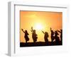 Silhouette of Hula Dancers at Sunrise, Molokai, Hawaii, USA-null-Framed Photographic Print