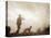 Silhouette of Hunter with Bird Dog under Clouds-Philip Gendreau-Stretched Canvas