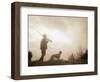 Silhouette of Hunter with Bird Dog under Clouds-Philip Gendreau-Framed Photographic Print