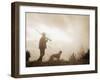 Silhouette of Hunter with Bird Dog under Clouds-Philip Gendreau-Framed Photographic Print