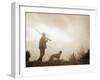 Silhouette of Hunter with Bird Dog under Clouds-Philip Gendreau-Framed Photographic Print