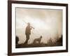 Silhouette of Hunter with Bird Dog under Clouds-Philip Gendreau-Framed Photographic Print