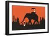 Silhouette of Indian Elephant-null-Framed Premium Giclee Print