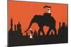 Silhouette of Indian Elephant-null-Mounted Premium Giclee Print