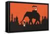 Silhouette of Indian Elephant-null-Framed Stretched Canvas