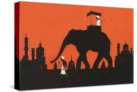 Silhouette of Indian Elephant-null-Stretched Canvas