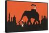 Silhouette of Indian Elephant-null-Framed Stretched Canvas