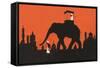 Silhouette of Indian Elephant-null-Framed Stretched Canvas