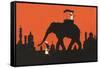 Silhouette of Indian Elephant-null-Framed Stretched Canvas