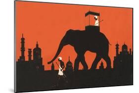 Silhouette of Indian Elephant-null-Mounted Art Print