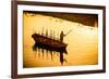 Silhouette of Indian Gondolier During the Flower Holi Festival, Vrindavan, Uttar Pradesh-Laura Grier-Framed Photographic Print