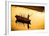 Silhouette of Indian Gondolier During the Flower Holi Festival, Vrindavan, Uttar Pradesh-Laura Grier-Framed Photographic Print