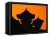 Silhouette of Japanese Temple-Charles O'Rear-Framed Stretched Canvas