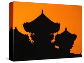 Silhouette of Japanese Temple-Charles O'Rear-Stretched Canvas