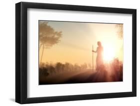 Silhouette of Jesus in the Sunlight-1971yes-Framed Photographic Print