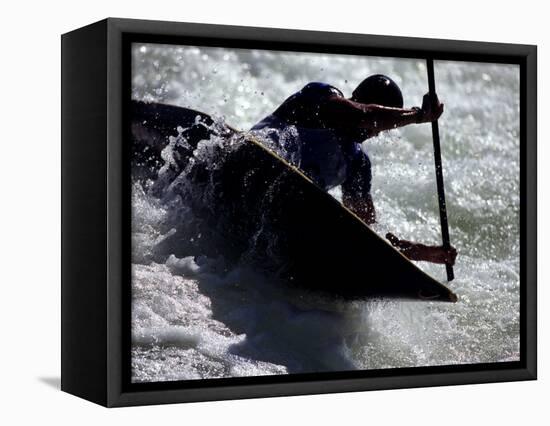 Silhouette of Kayaker in Action, Sydney, Austrailia-Chris Cole-Framed Stretched Canvas