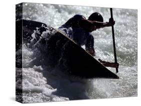 Silhouette of Kayaker in Action, Sydney, Austrailia-Chris Cole-Stretched Canvas